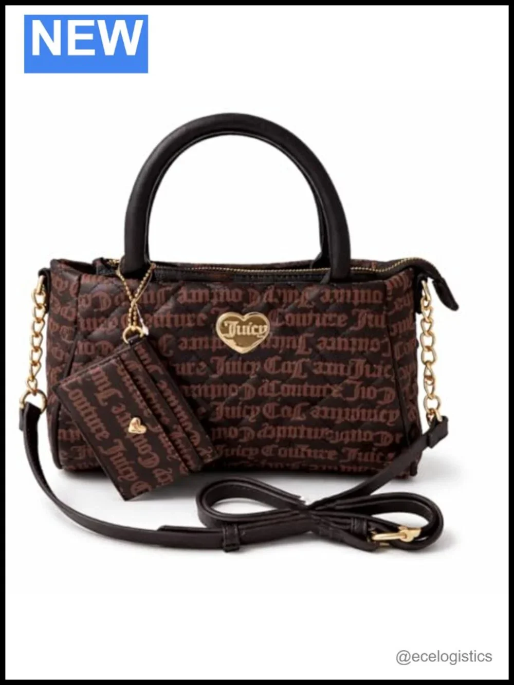 Quilted Faux Leather Satchel with Top Handles & Crossbody Strap